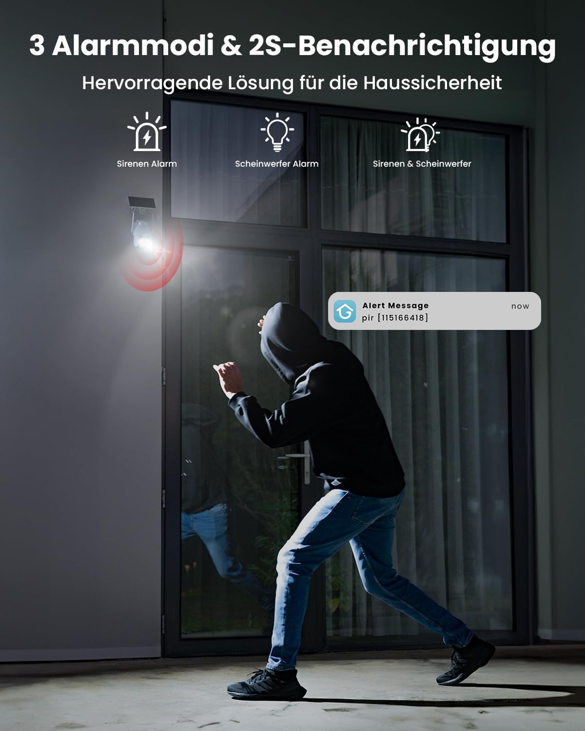 ieGeek 2K 3MP Überwachungskamera Aussen Solar, 360° PTZ Kamera Aussen Akku, 2.4GHz Kabellos Überwachungskamera mit PIR Bewegungsmelder,Farb-Nachtsicht, 2-Wege-Audio, IP65