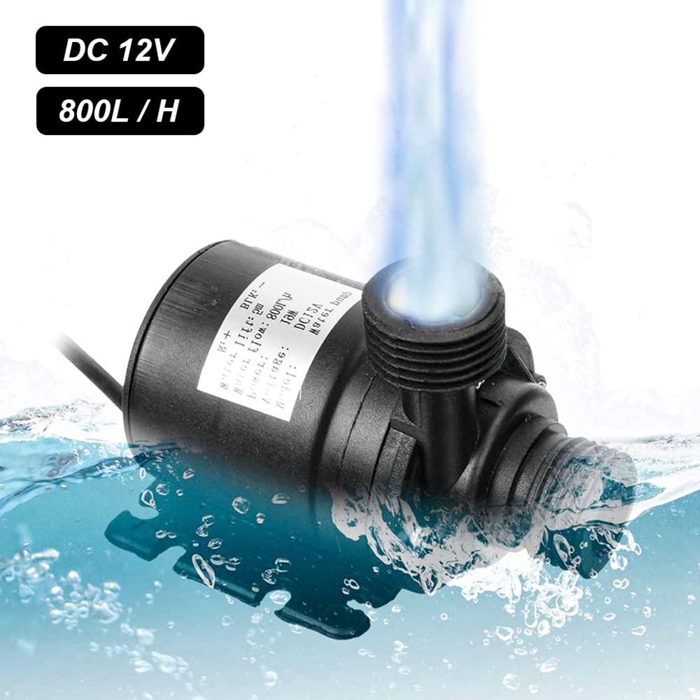 Bomba de Agua de 50W 800L/H DC12V Bomba de Fuente de Agua de Bajo Ruido para Bomba de Riego de Fuente de Agua Familiar de JardíN