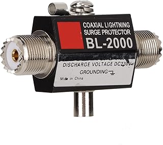 wendeekun Coaxial Lightning Arrester BLâ€‘2000 Surge Protector, PL259 Female to PL259 Female Coaxial Lightning Surge Protector,Easy Installation