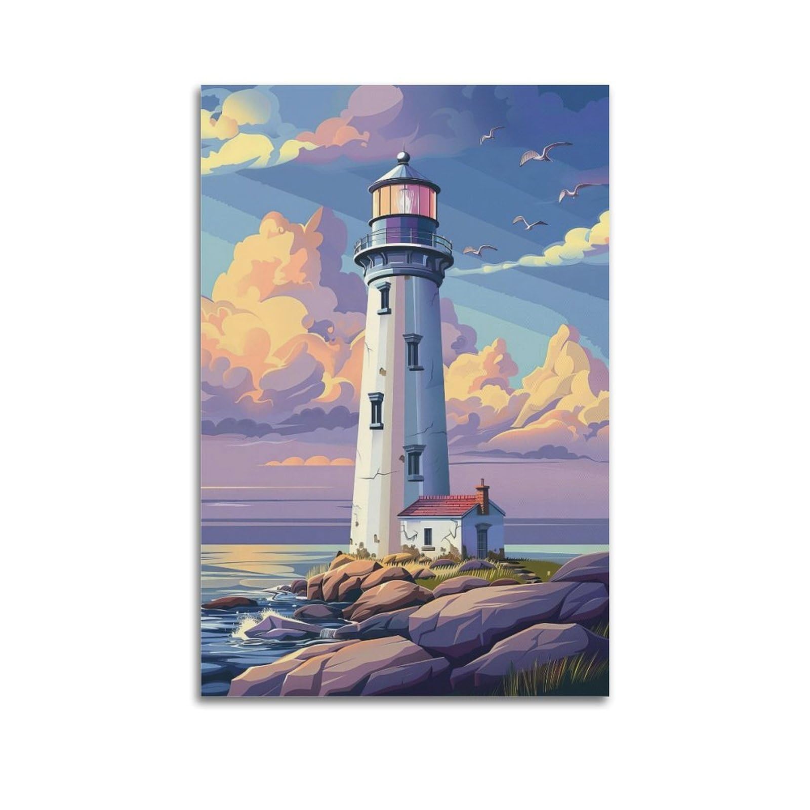 CXHJCA Lighthouse Poster Coastal Bright Eye Poster Decorative Painting Canvas Wall Posters And Art Picture Print Modern Family Bedroom Decor Posters 20x30inch(50x75cm)