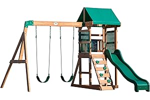 Backyard Discovery Buckley Hill Wooden Slide Playset for Young Adventurers