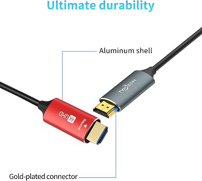 Twozoh HDMI Optical Fiber Cable 5M 4K Fiber HDMI Cord 4K@60Hz/18Gbps Compatible