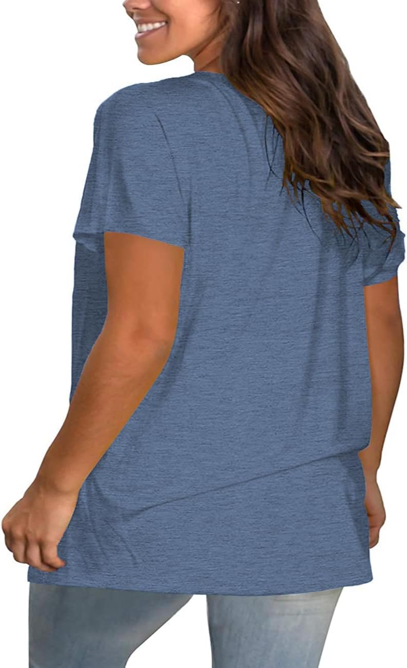Plus Size Summer T Shirts Women Tops Short Sleeve Round Neck Casual Loose Fit Tee Tshirts Tunic - Image 3