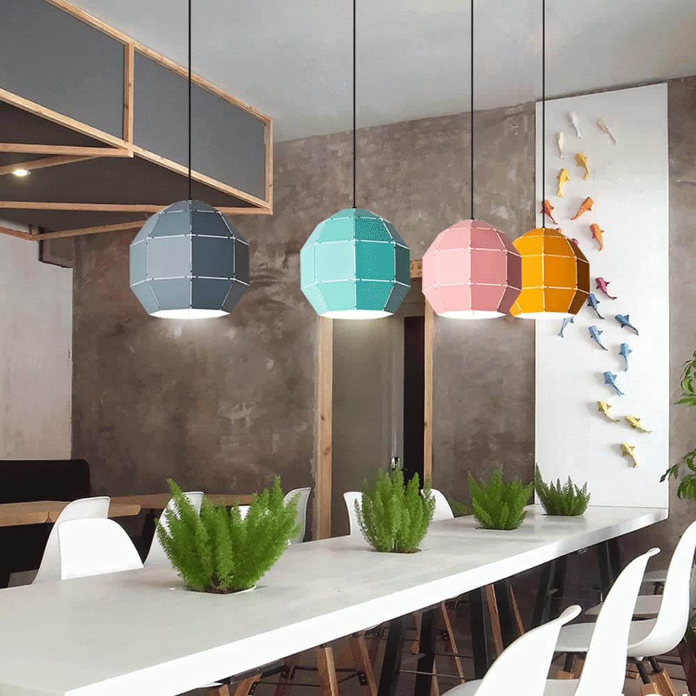 Polygonaron Color Lights Boe Glow Kutek żelazny żyrandole Kreatywne przemysłowe wyposażenie oświetleniowe E27 Regulowana lampa zawiesinowa do życia hotel kuchenny din/żółty