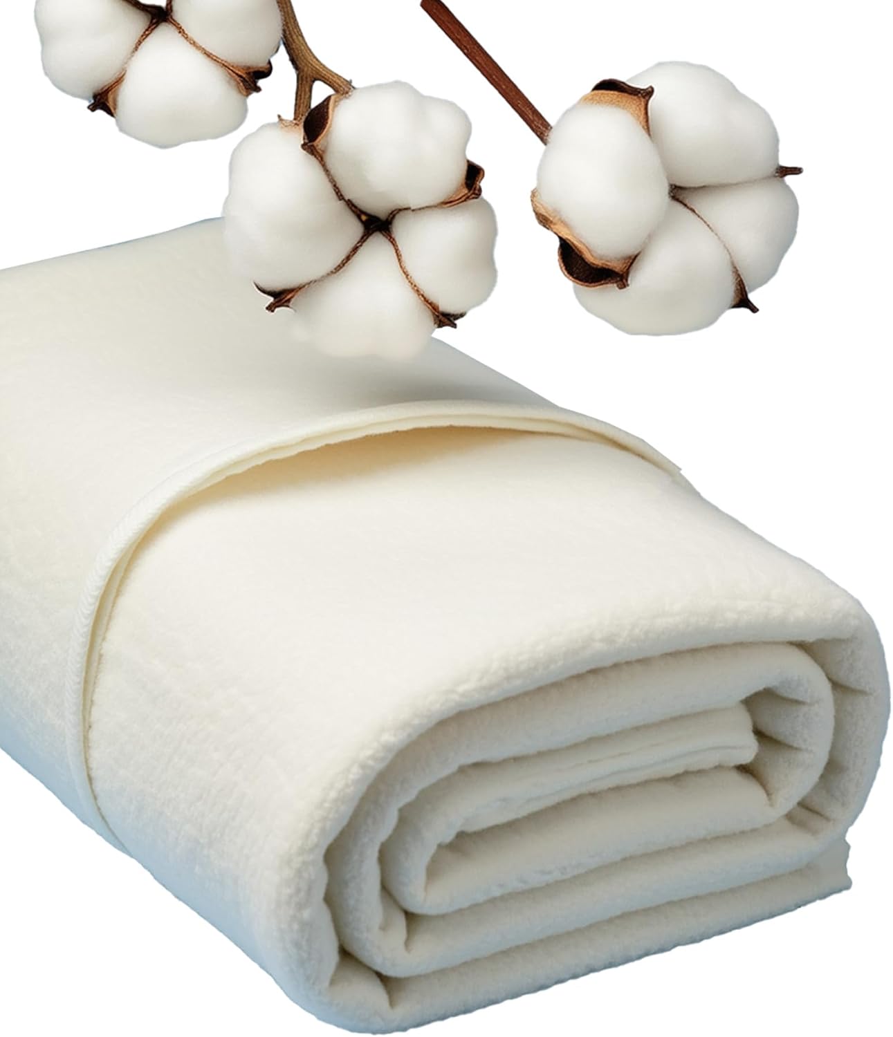 HANPATQUI 122 x 124 inch Quilt Batting King Size, Natural Cotton Quilting Batting for Quilts