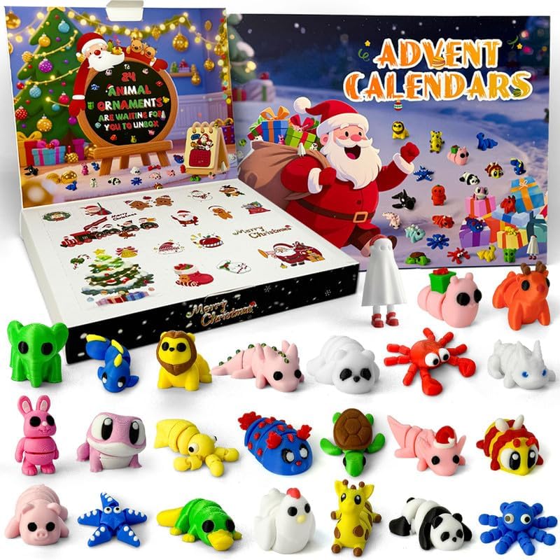 2025 Advent Calendar with 24 Unique 3D Printed Animals - Christmas Countdown Calendar for Adults & Kids, Collectible Miniature Zoo Toys & Holiday Decor (Multicolor-2) - Image 1 of 7