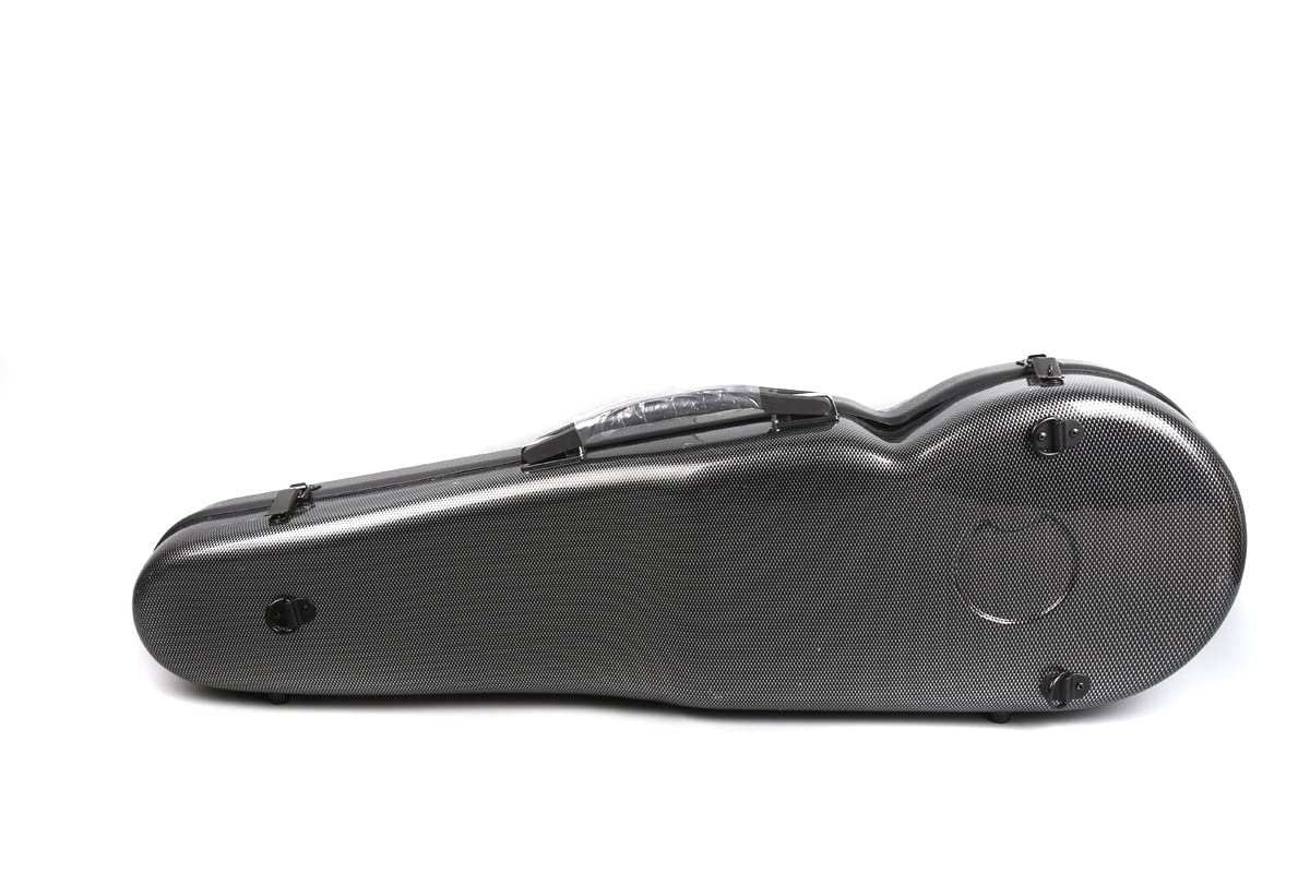 WUQIMUSC Hard Violin Case 4/4 Fiberglass Triangle shaped box with Reinforced Carry Handle,Built-in Hygrometer