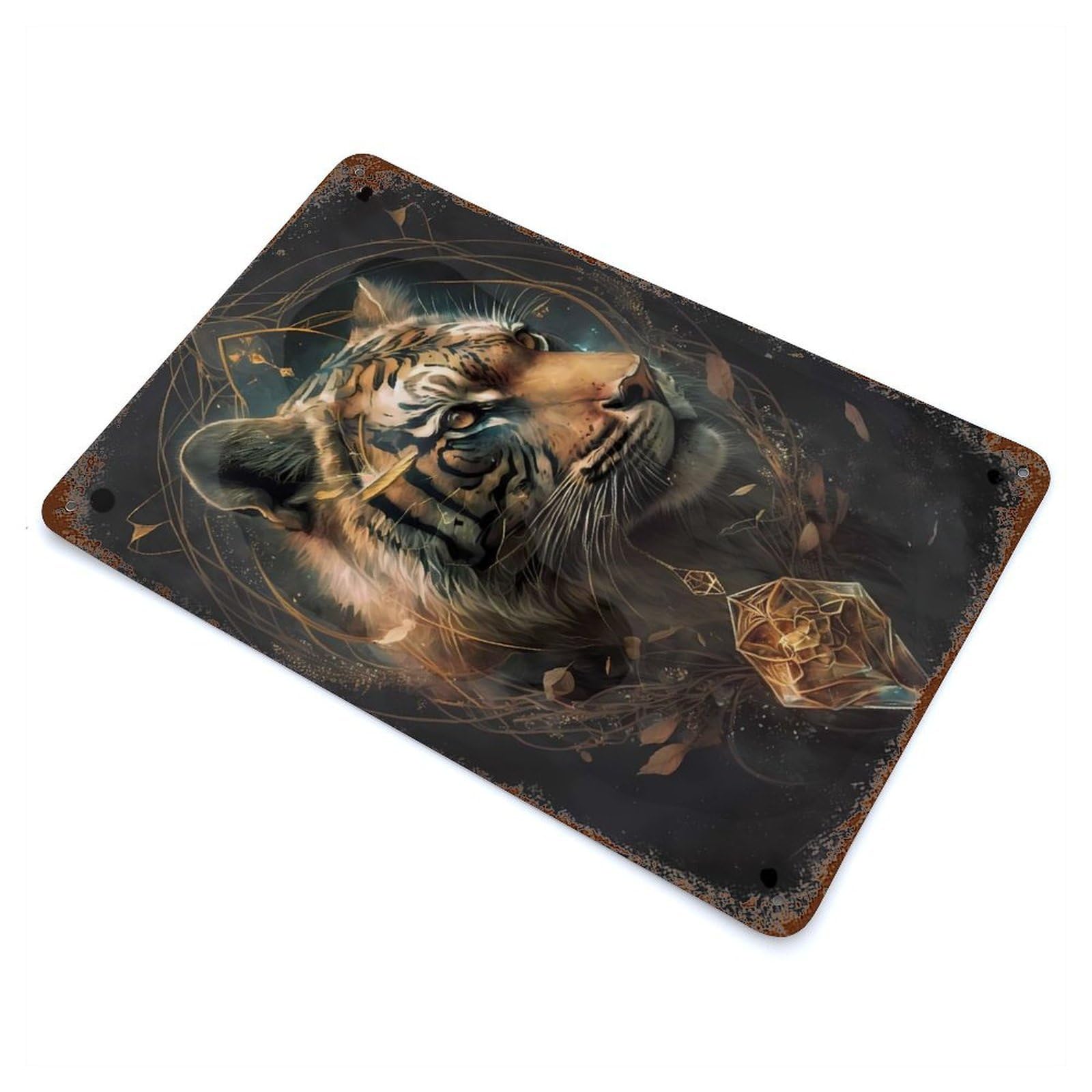 Tiger Fairyland 11.8"x7.9" Vintage Rust Metal Sign, Decorative Metal Wall Art for Farmhouse, Kitchen And Entryway Decor