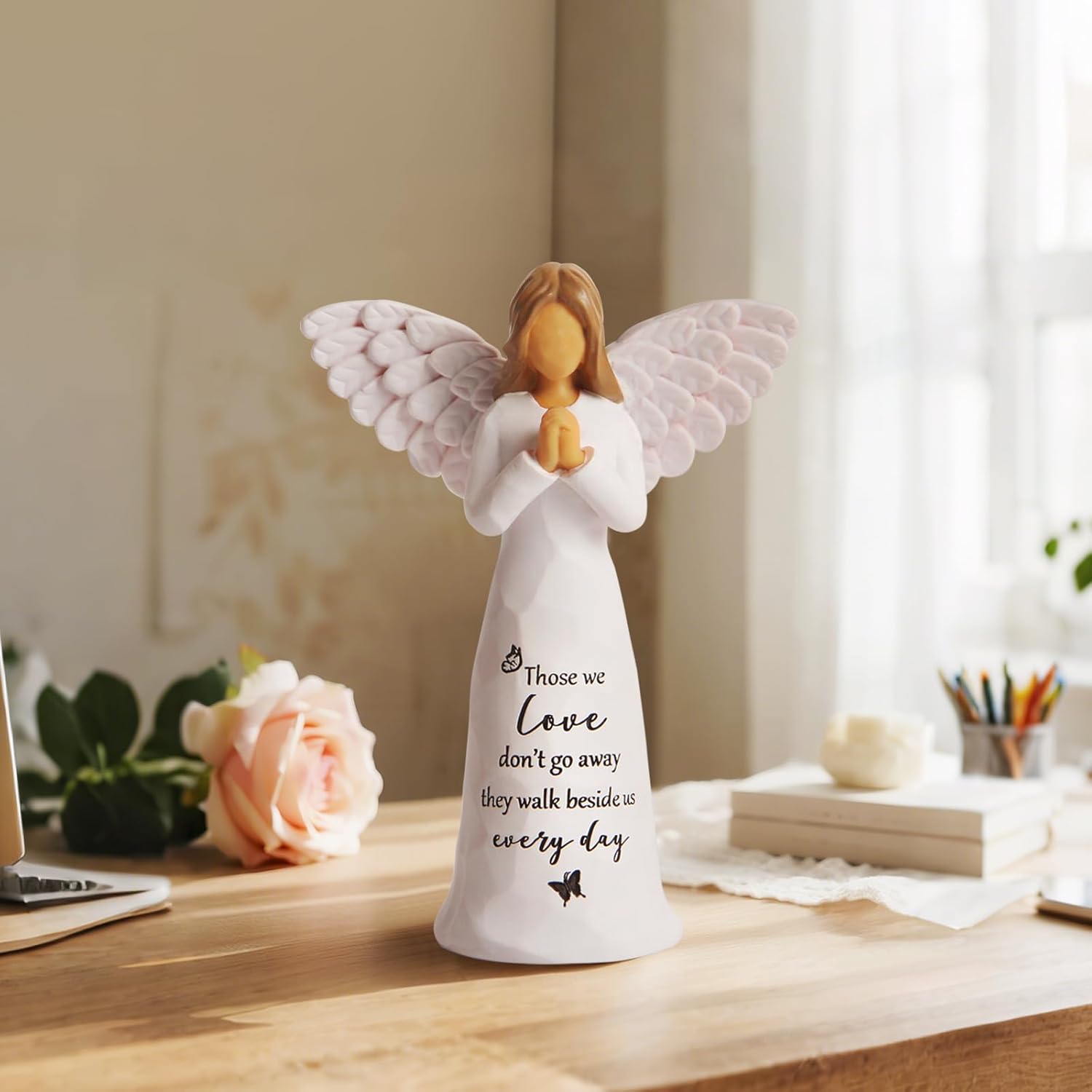 Sympathy Gifts for Loss of Loved One, 6" Handcrafted Memorial Angel Figurine, Memorial Gifts for Loss of Mom Dad, Condolences Bereavement Remembrance in Memory of Loved One Gift