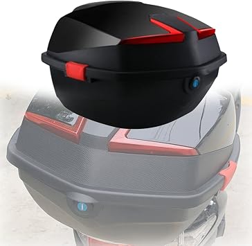 Motorcycle Trunk Box Travel Luggage Storage Top Box 48L Motorbike Tail Storage Box Waterproof with 2 KeysBlack