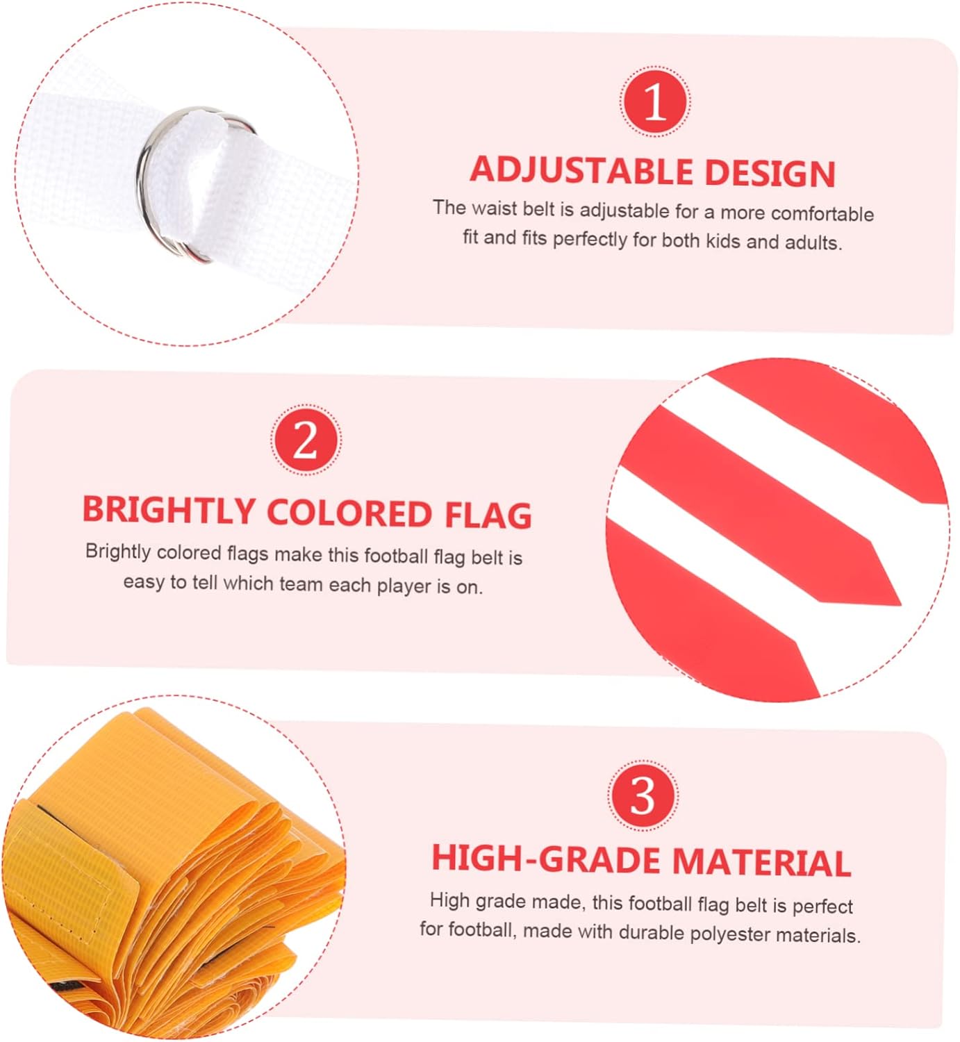 1Set Adjustable Flag Football Belt with Belts Flags for Youth Outdoor Sports Training