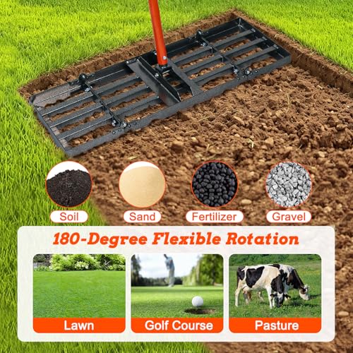 Rastrillo nivelador de césped acero inoxidable 30x10 pulg miniatura 4