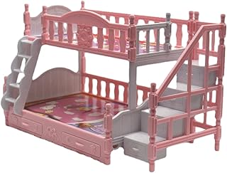 Artificial Bed Miniatures Bunk Bed for Girls Dollhouse Furniture Dollhouse Bed Bunk Bed for Dolls Doll Bed Miniature Bed Model Doll Bedroom Furniture Mini House Bed Model Pink Baby
