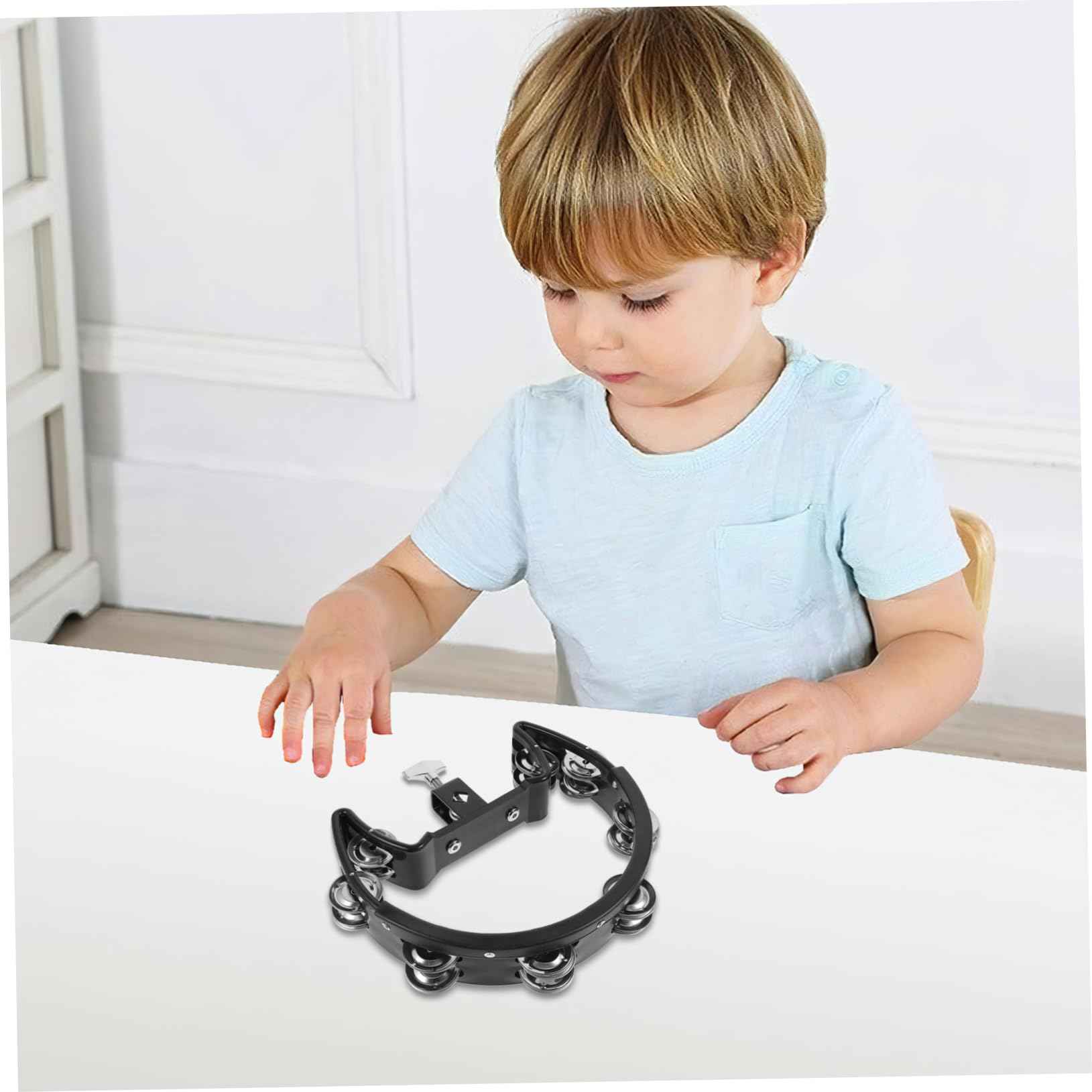 HANABASS Handheld Percussion Bell Tambourine present for Rhythm Training Space Saving Design Easy to Use for Cheer Props and Musical Play