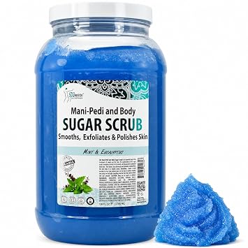 SPA REDI Mint & Eucalyptus Exfoliating Sugar Body Scrub Glycolic Acid Callus Remover for Soft Skin | Almond, Avocado & Argan Oil | Cruelty-Free, Alcohol-Free, Professional Salon & At-Home Use 128 oz
