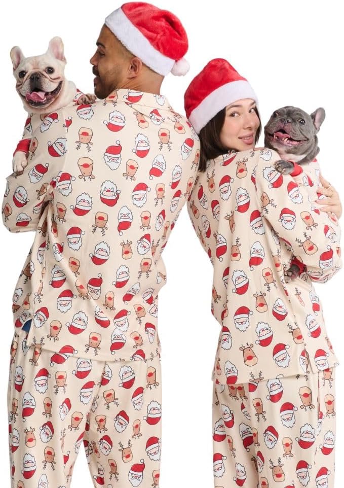 Spark Paws Christmas Matching Dog and Owner Pajama Top, Festive Holiday Family Outfit Sets