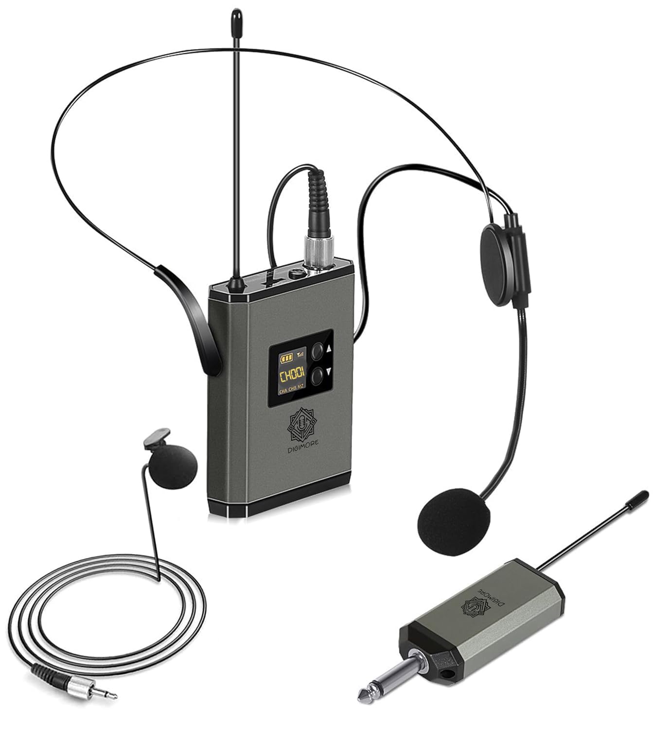 DIGIMORE UHF Wireless Headset Microphone/Lavalier Lapel Mic with Transmitter and Mini Rechargeable Receiver 1/4(6.35mm) Output for Stage Performances, Wedding, DJ, Party, Speech, Vlogging (D-345)-image-47