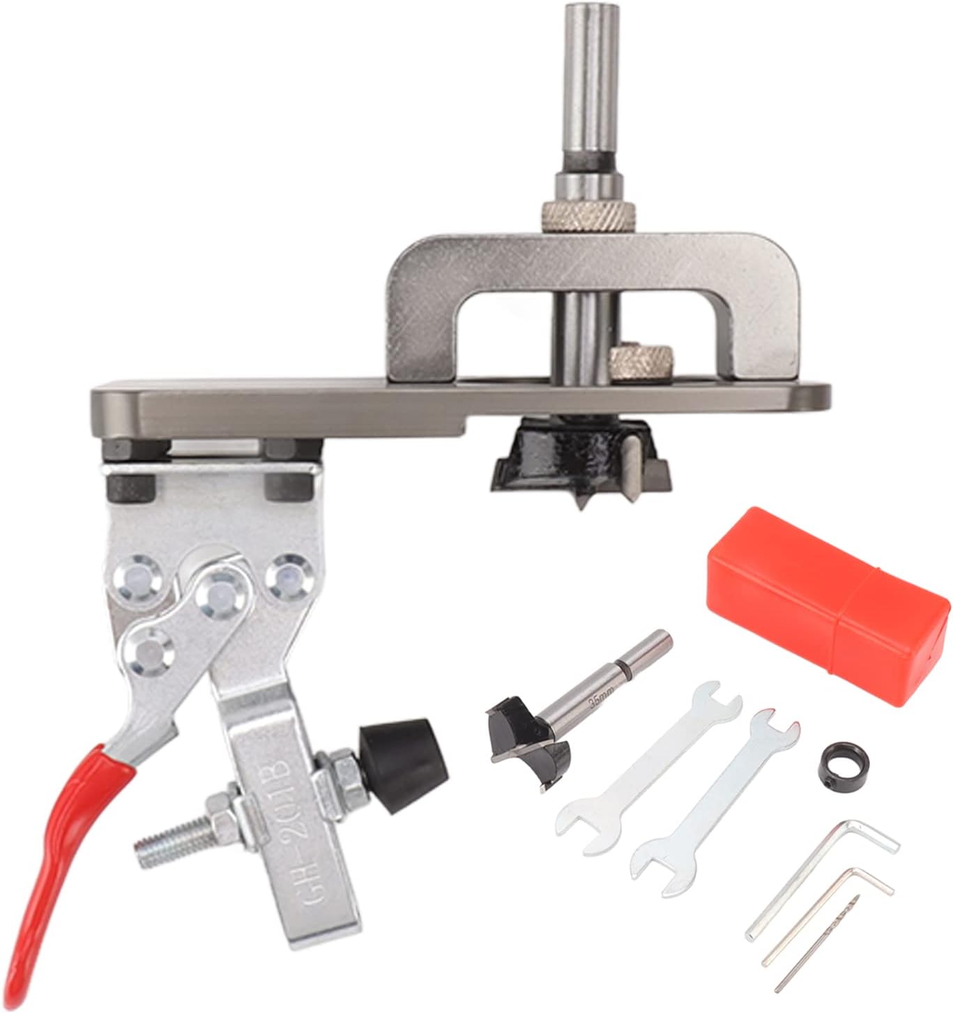 Pilipane 35mm Concealed Hinge Boring Jig Kit Aluminum Alloy Woodworking Hole Drilling Guide Locator with Fixture for Door Cabinet