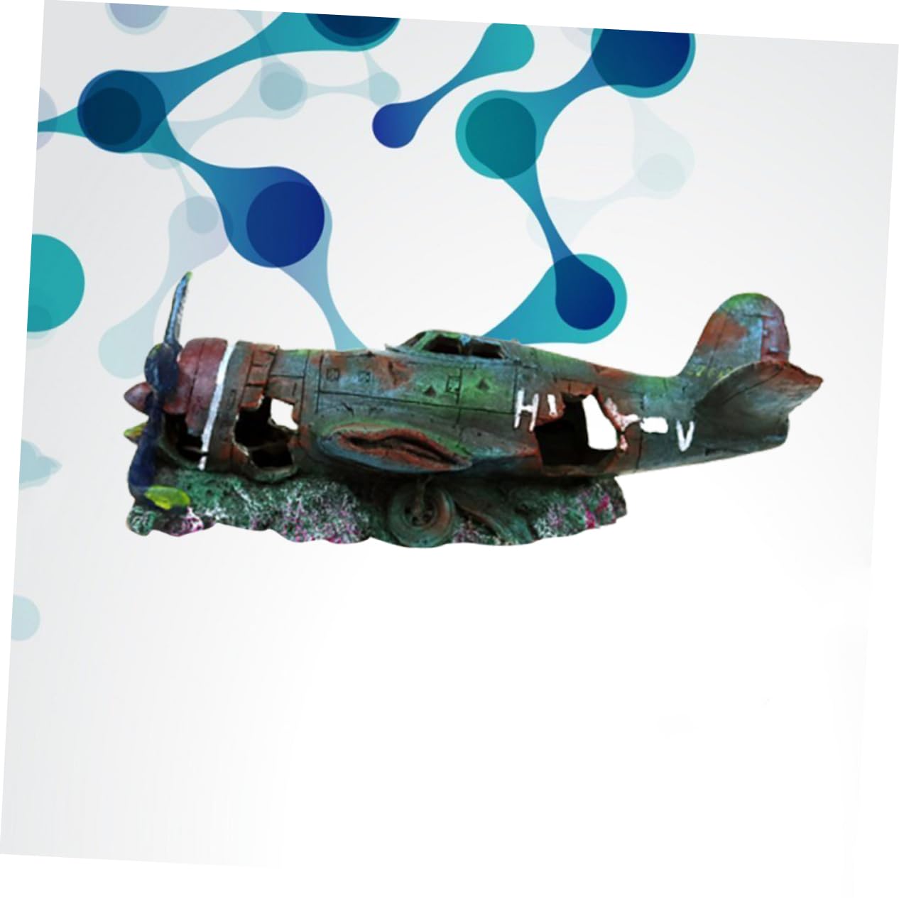 POPETPOP Décoration Aquarium en Résine Épave d'avion, Ornement Sécurisé pour Poissons, Facile à Nettoyer, pour Paysage Aquatique Élégant et Visuel