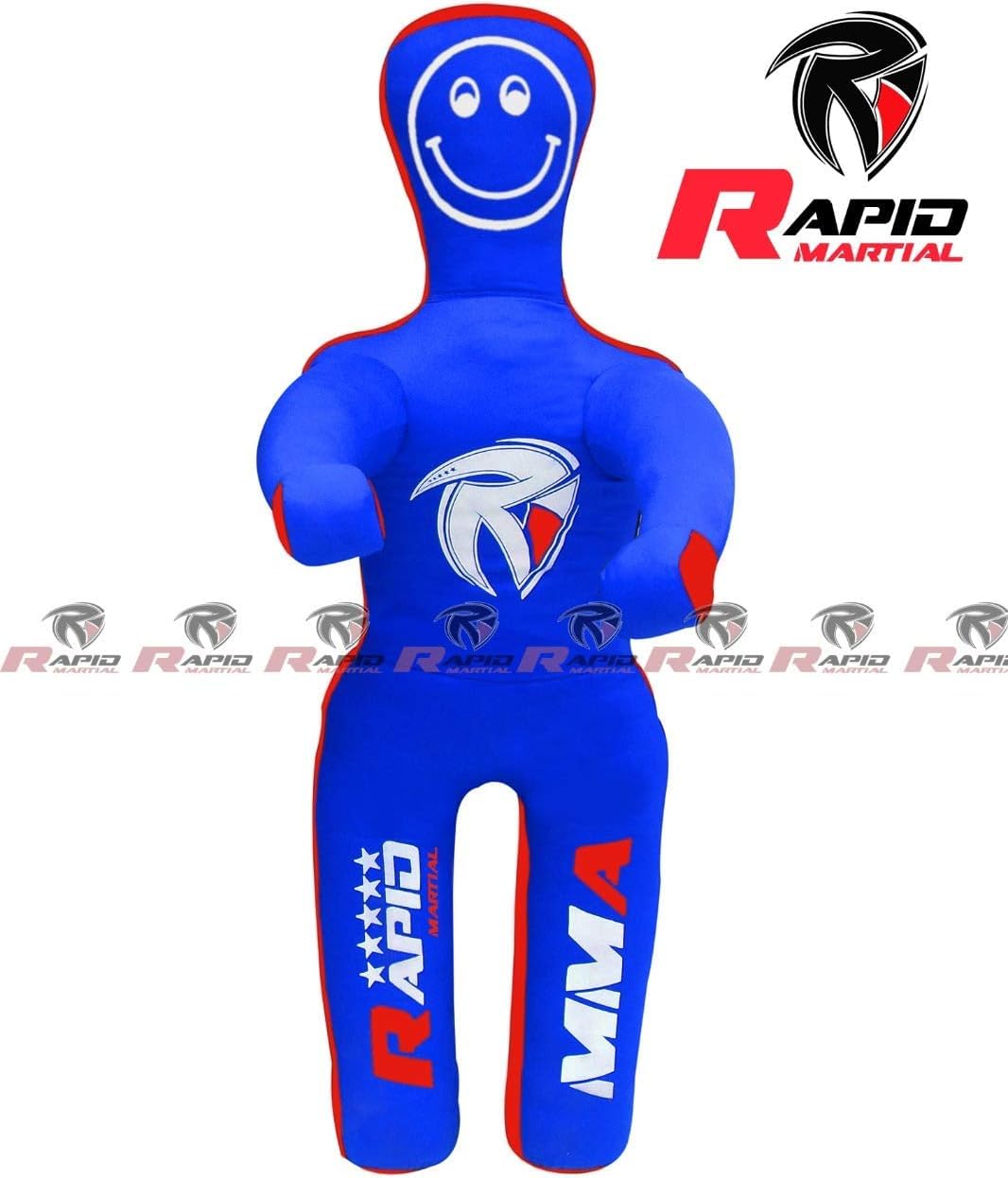 Rapid Mart Brazilian Karate Grappling Dummy - 48 Inches (4 FT) Unfilled, Durable Fabric, Fully Movable Arms & Legs for BJJ, Jiu-Jitsu, Wrestling,Martial Arts Training(Blue-Red)