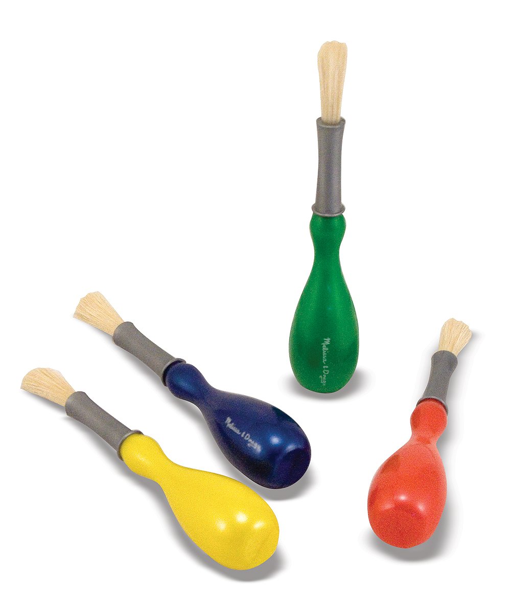 Melissa & Doug Jeu De 4 Pinceaux Jumbo – Manches Épais, Soies Naturelles – Pour Enfants Dès 3 Ans – Loisirs Créatifs Et Peinture
