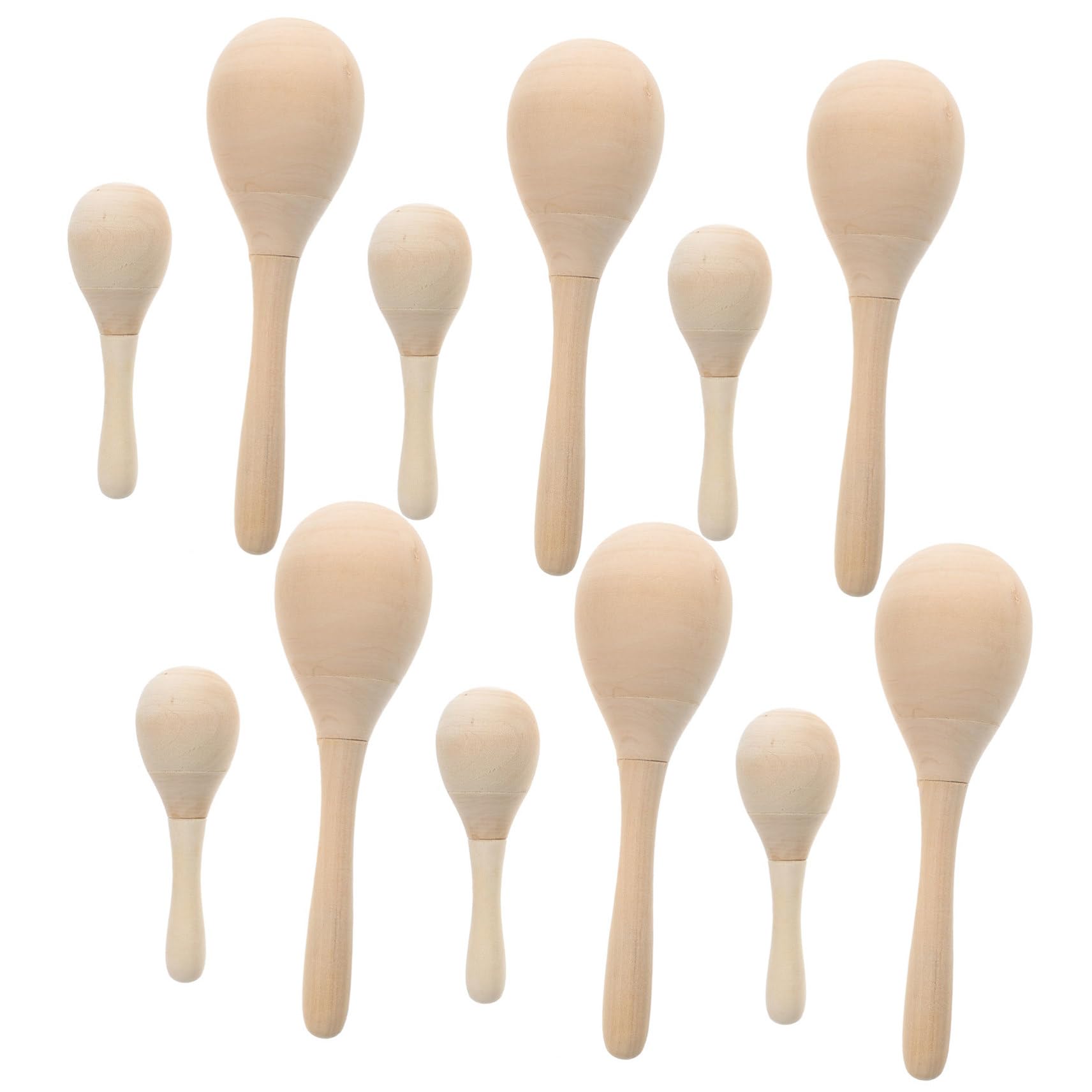 Gatuida Maracas in Legno da Dipingere 12 Pezzi, Strumenti Musicali Maracas per Ragazzo Ragazza, Giocattolo Educativo Precoce per Scuola e Feste, Sonagli Percussione Fai da Te per Attività