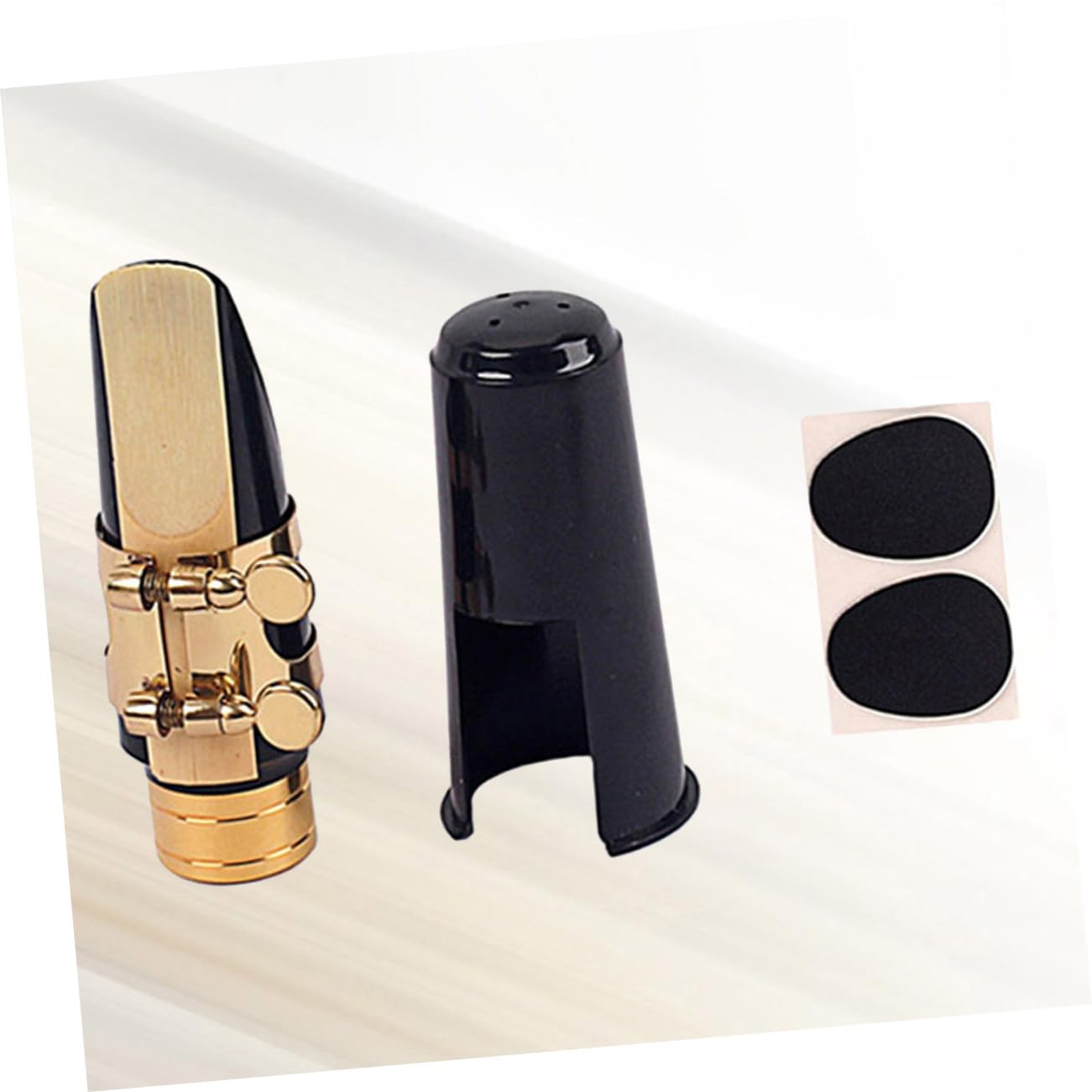 BESPORTBLE Sassofono Contralto con Fibbia ad Anello Toppe per Ance Cuscinetti e Cappuccio Oro e Nero Sostituisci Vecchi o Rotti Include Ancia e Cuscinetto