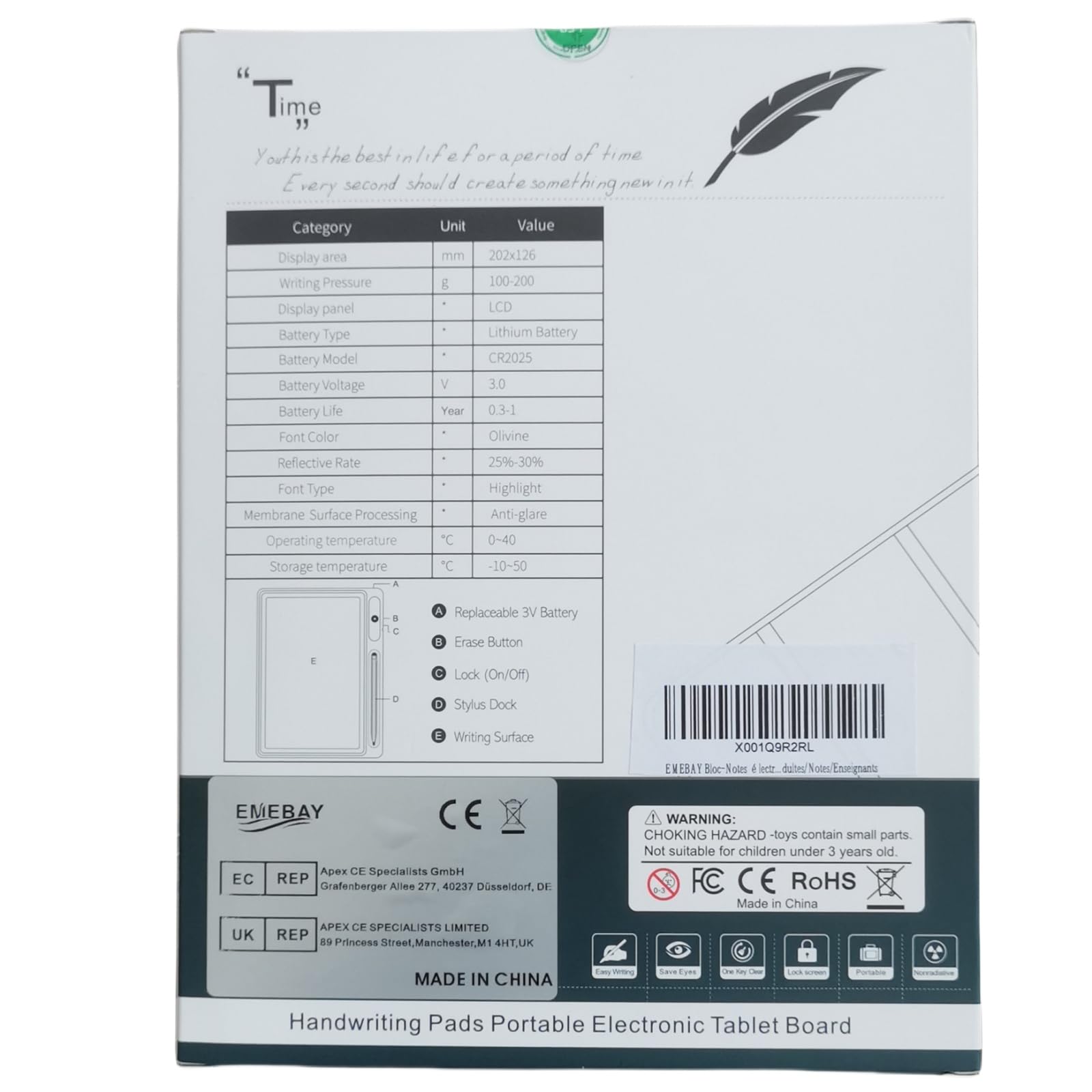 EMEBAY Bloc-Notes électronique Tableau d'écriture Intelligent avec étui de Protection, Tablette à Dessin LCD 10.1 Pouces, Outil de Peinture à la Main pour Enfants/Adultes/Notes/Enseignants