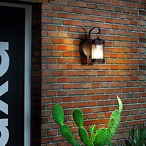 Applique murale extérieur rustique lanterne étanche verre semé noire LED - 5