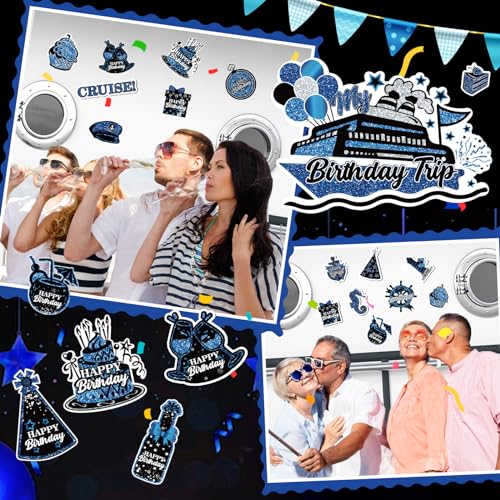 Imanes decorativos barco cumpleaños azul negro plata miniatura 6