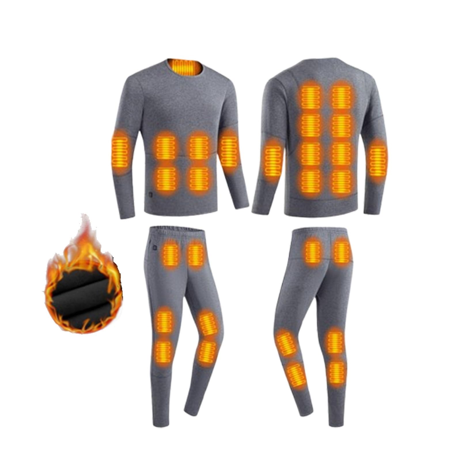Generico Set Termico Uomo, Set Intimo Termico Riscaldato Intelligente USB Uomo con 28 Zone Riscaldamento, Pantaloni Termici Leggeri Biancheria Intima