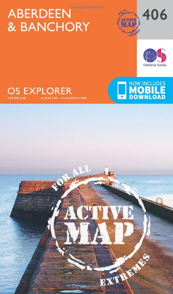 Aberdeen & Banchory Map | Weatherproof | Deeside Way | Ordnance Survey | OS Explorer Active Map 406 | Scotland | Walks | Hiking | Maps | Adventure