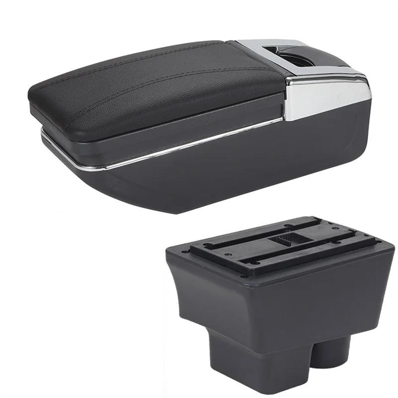 NOHEEU Car Armrest Box Retrofit Parts Storage Interior Accessories For Fabia II 2 2008-2014(C2 Black line No USB)
