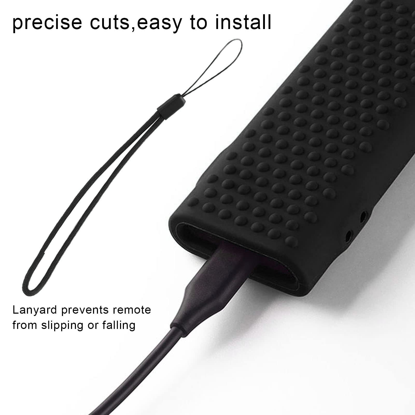 SIXRUN Funda Protectora de Silicona para Control Remoto, Funda Anticaída para Control Remoto, Silicona Suave, Lavable, Antideslizante con Cordón, de Acceso Completo para TM2180Eco Series (Black)