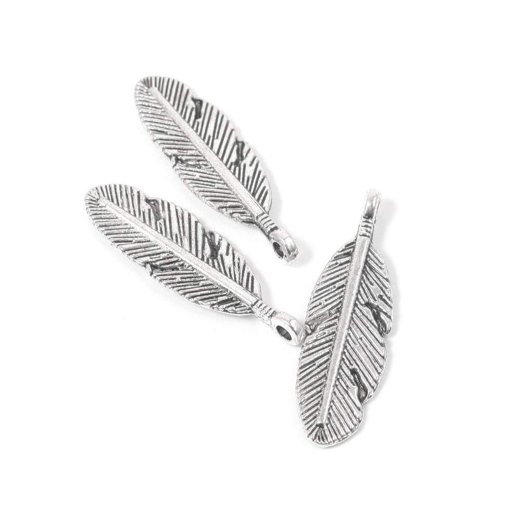 Zuoyou 50pcs Feather Charms DIY Metal Pendants Spacer Beads for Jewelry Making - Image 3