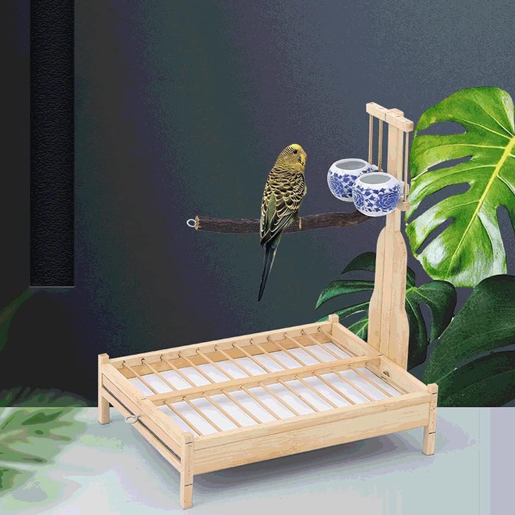 Bird Cage Bird Cage Fun Bird Play Stand Solid Wood Bird Carriers Play Stand with Feeding Bowl Home Table Decor Birdcages Novel Design
