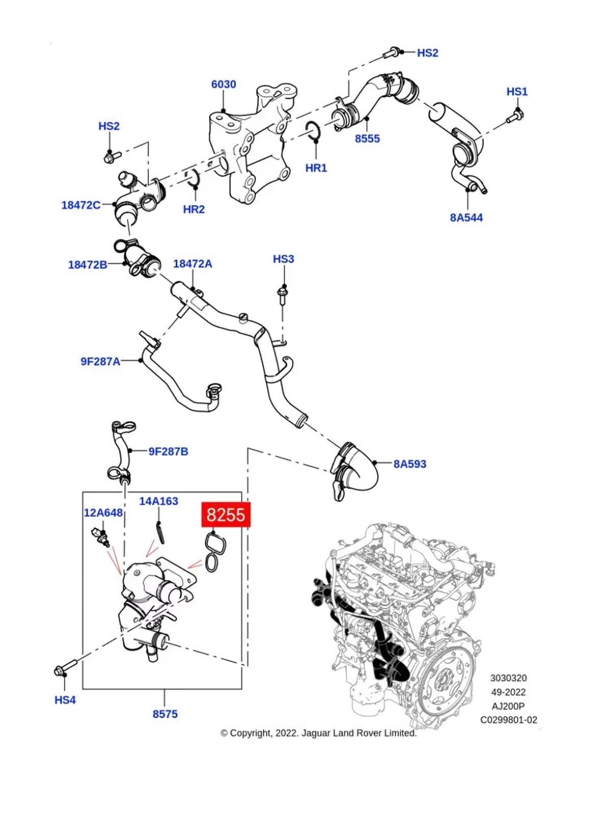 Termostat Wymiana Pasuje do Land Rover Range Evoque Discovery Sport Velar 2017-Defender 2020-uszczelka termostatu