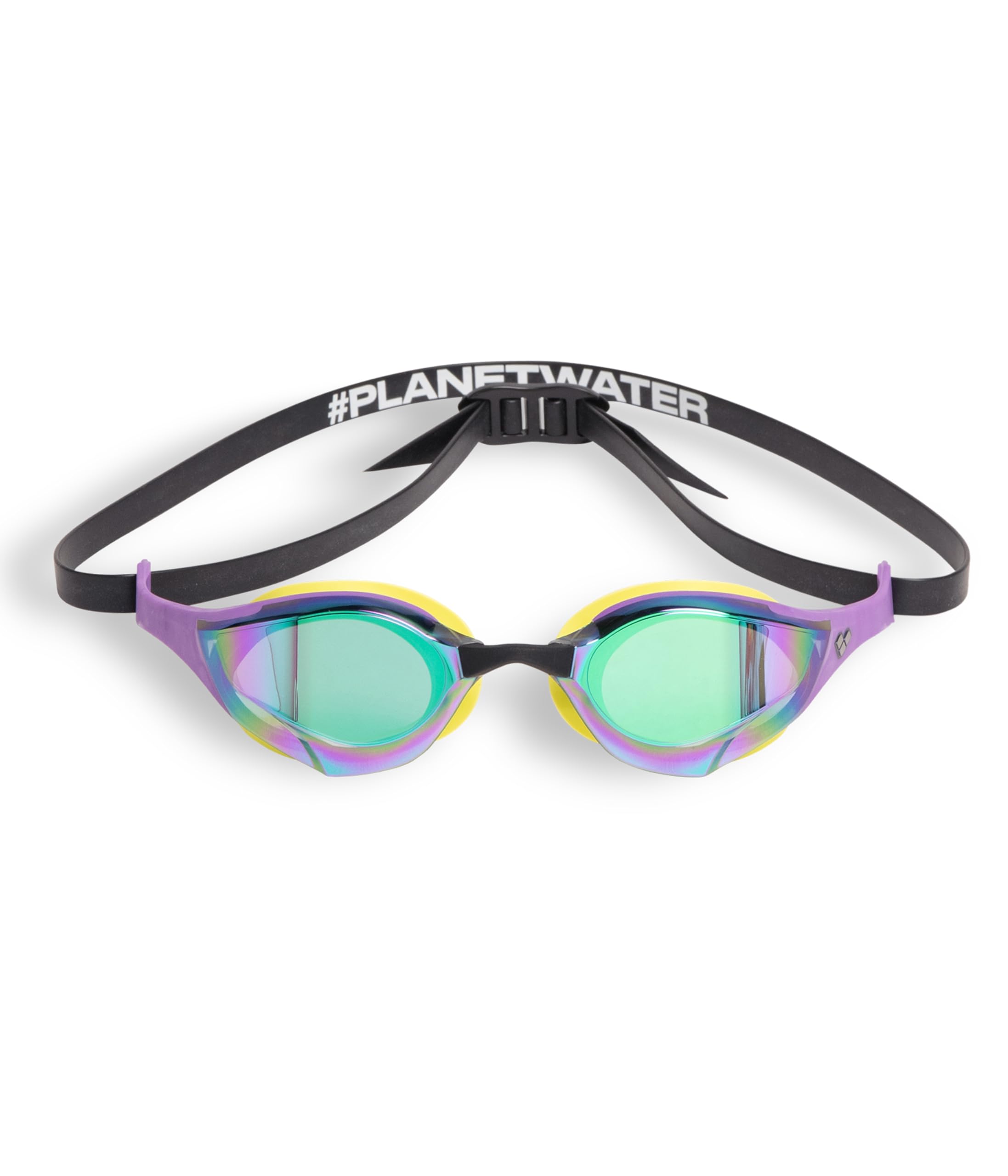 ARENA Unisex Cobra Edge Swipe Anti-Fog Racing Swim Goggles for Men and Women Polycarbonate Mirror/Non-Mirror Lens (EMERALD-PLUM-CYBER-LIME, Mirror)