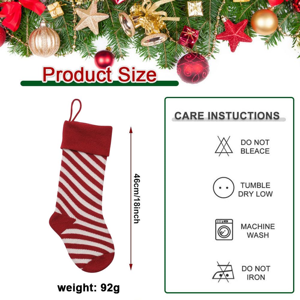 4 Chaussettes De Noël Tricotées Personnalisables - Rouge Et Blanc, Grande Taille, Pour Cheminée, Sapin, Décorations - 13