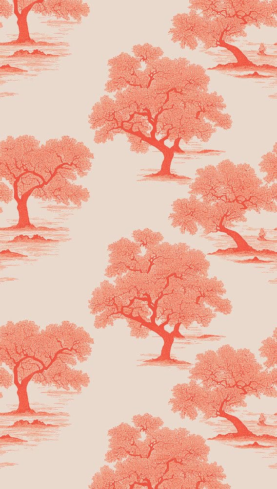 Papier peint intissé arbre rouge Livingwalls 3,71x2,80m décor mural