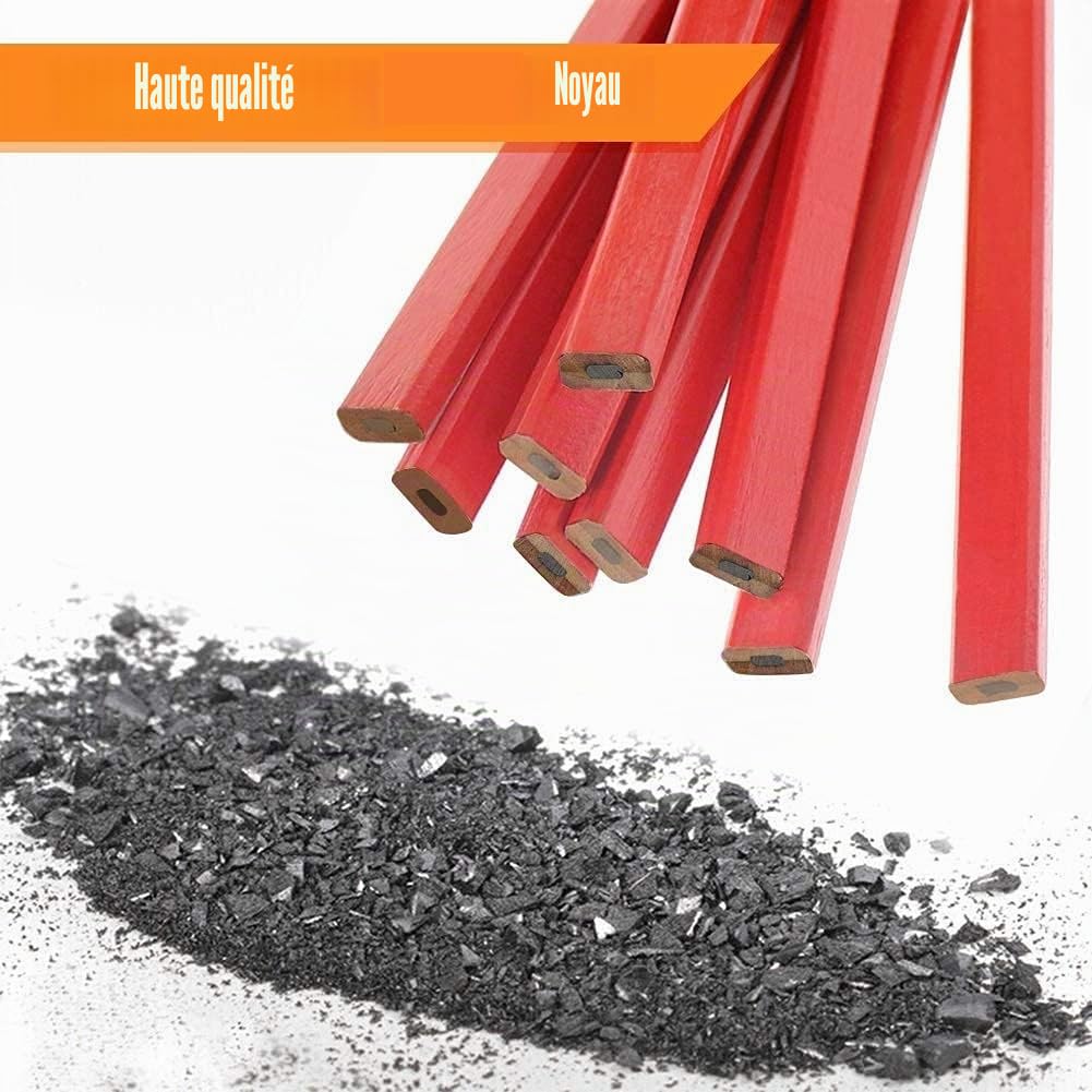 Crayons de Charpentier Professionnels, Lot de 72, 175mm, pour Marquage des Matériaux de Construction