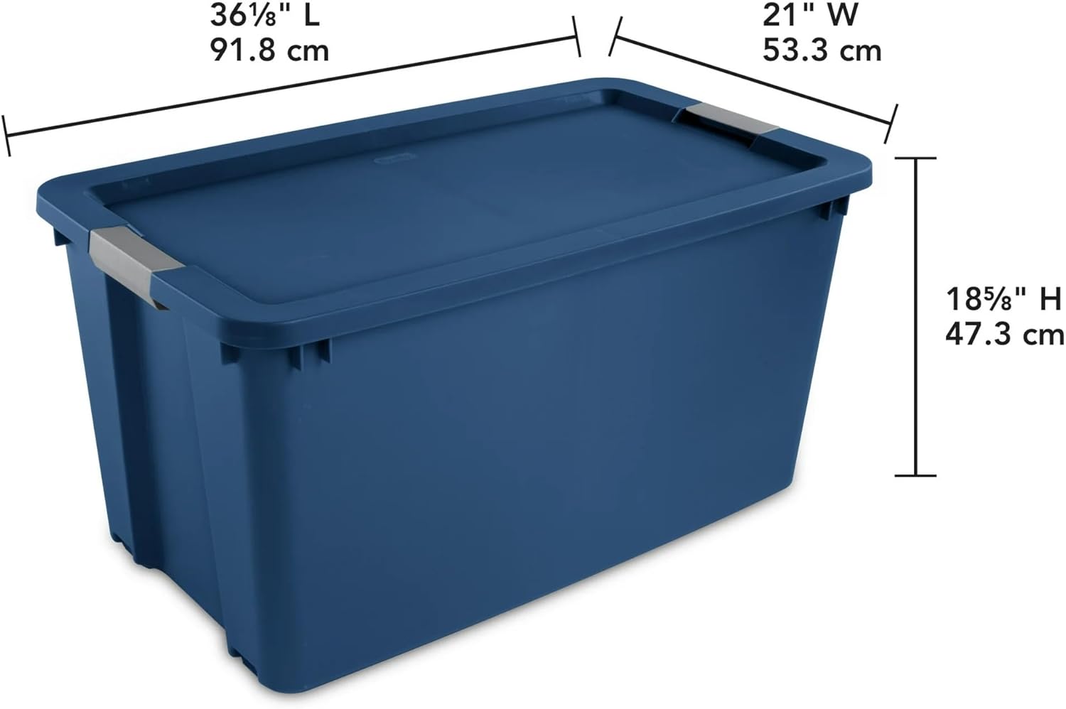 2Pcs 45-Gallon Large Storage Box with Lockable Lid and Stackable Plastic Storage Container, Suitable for Garages, Basements and Household Storage (Blue)