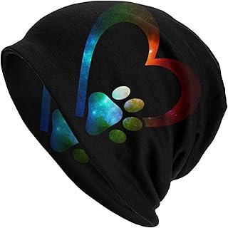 CUTEDWARF Galaxy paw Print Heart Beanie Skull Caps Knit Hat Soft Balaclava Baggy Hats Outdoor for Mens Womens