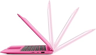 Windows 10 Computer Laptop Mini 10 Inch 32GB Ultra Thin and Light Netbook Quad Core CPU PC HDMI WiFi USB YouTube (Pink)