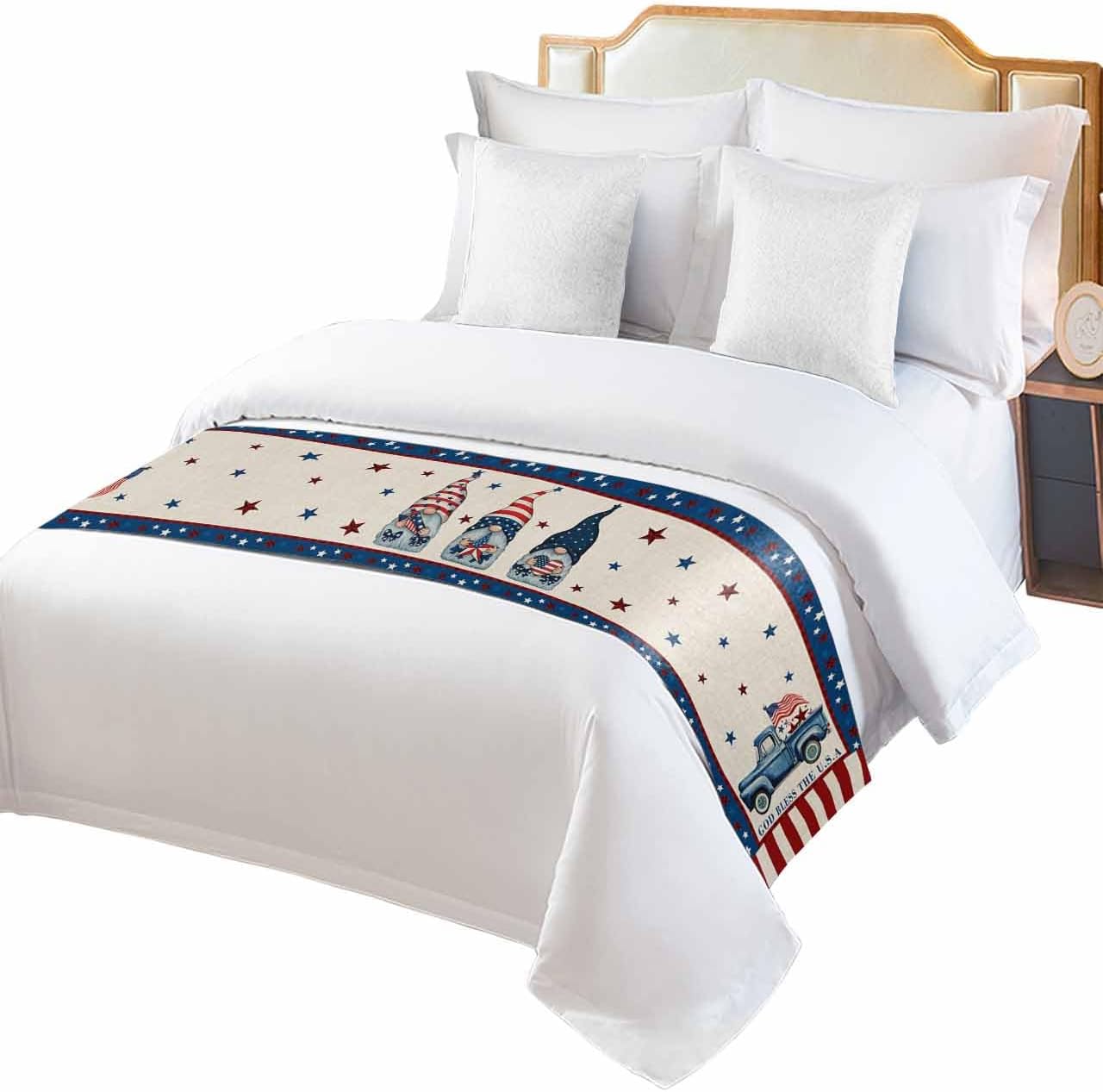 Smile Sunflower Bed Runner Scarf Summer Farmhouse Rustic Lemon Yellow Plaid Bedding Scarf Decorative Bed Runners Cover for Home Bedroom Hotel Wedding Room Bed Scarf for Foot of Bed Queen 83x20in