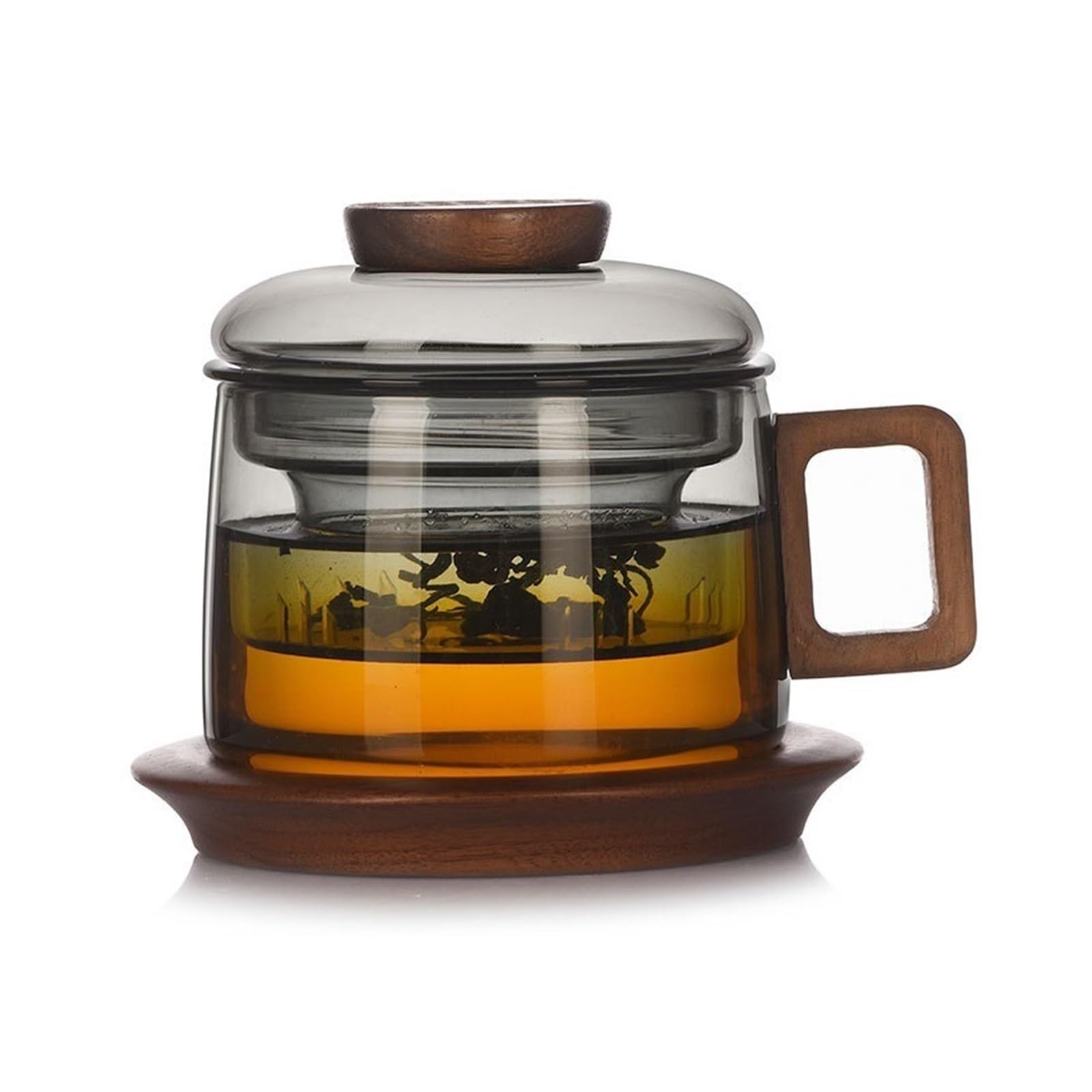 Cocina Taza de té pequeña vidrio 7,4 onzas con infusor y tapa Jugo