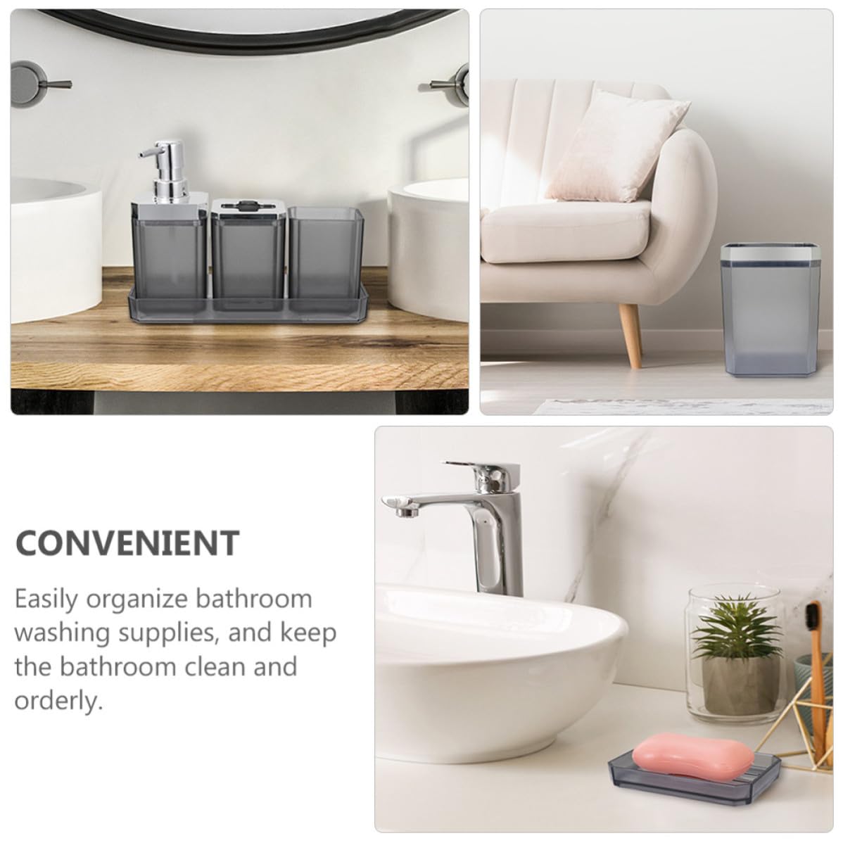 Alipis Set Accessori Bagno in Acciaio Inossidabile, Kit da Toilette Elegante per Hotel e Casa, Organizer per Articoli da Lavaggio Bagno