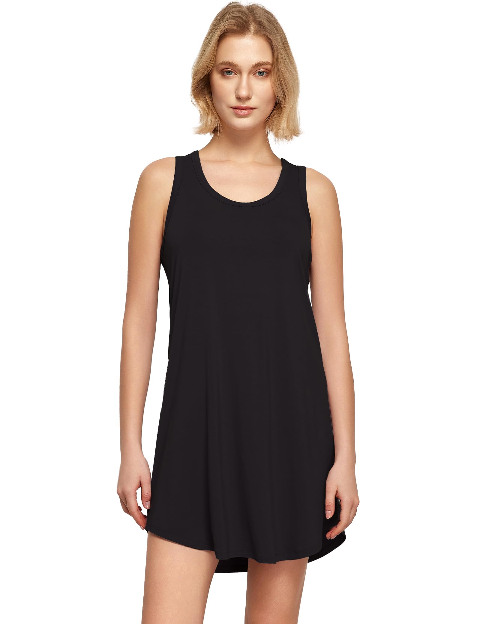 GYS Bamboo Viscose Women's Nightgowns U-Neck Sleeveless Soft Tank Night Dress