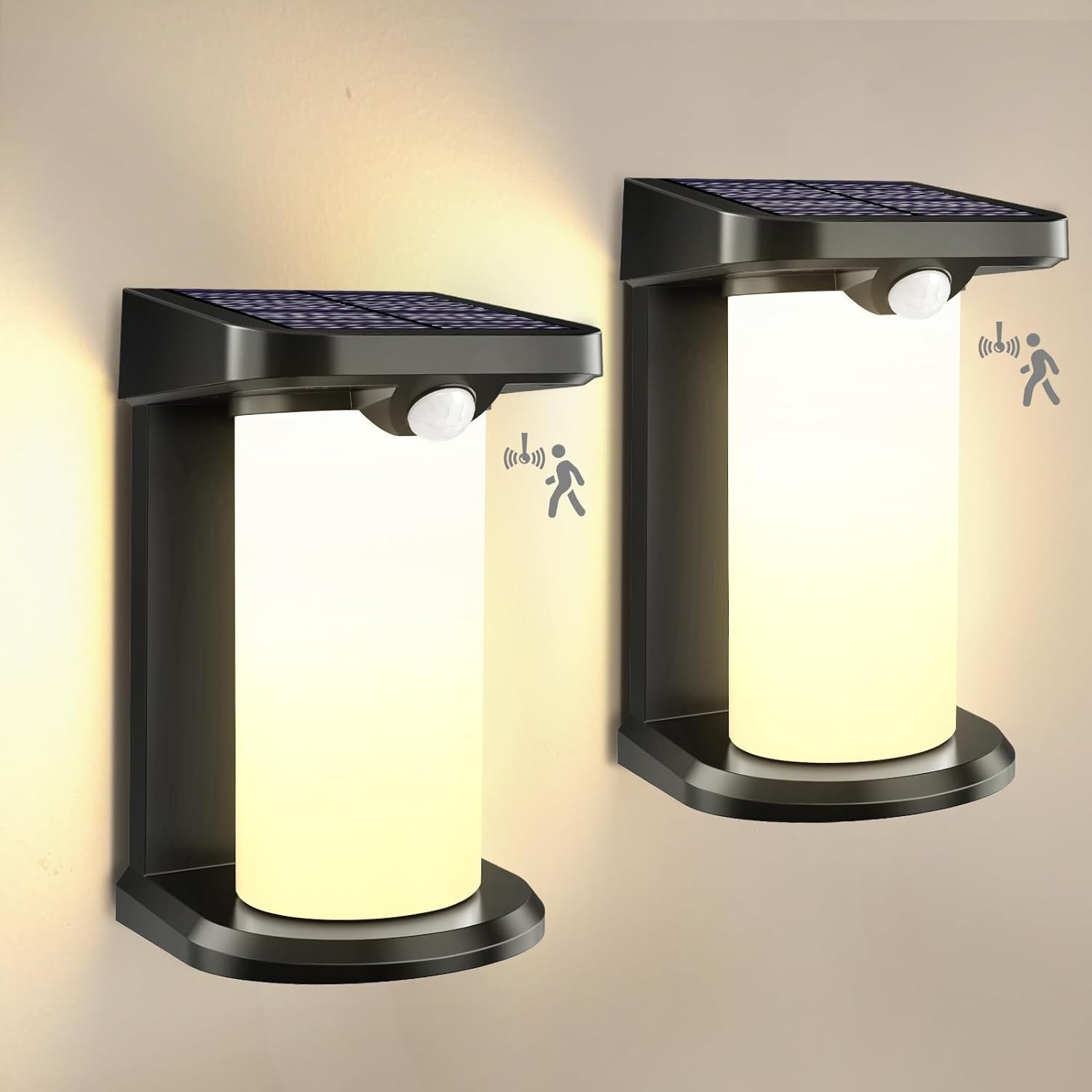 papasbox Solar Wandleuchte Aussen Außenwandleuchte mit Bewegungsmelder