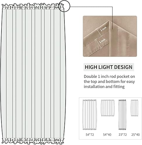 Miniatura 174 de DWCN Cortinas para puerta francesa: cortina térmica con bolsillo para barra para puertas con ventana de cristal, puertas de cocina y patio
